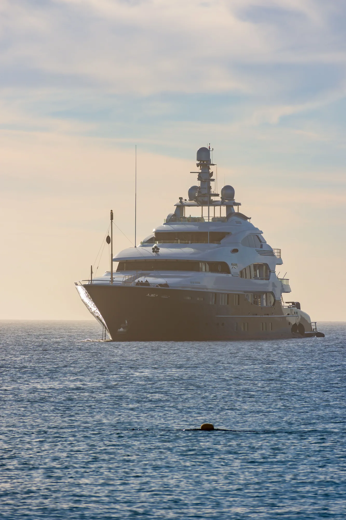 Luxury yacht at sunset